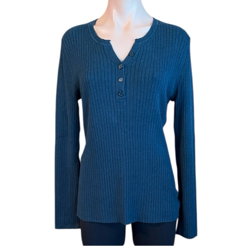 Indigo Women's Teal V-Neck Long Sleeve Sweater GUC